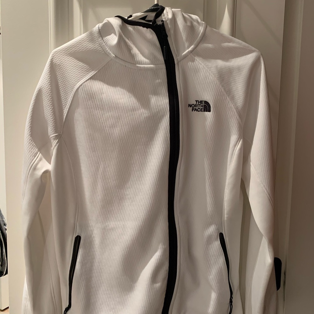 North Face white fleece lining hoodie/jacket